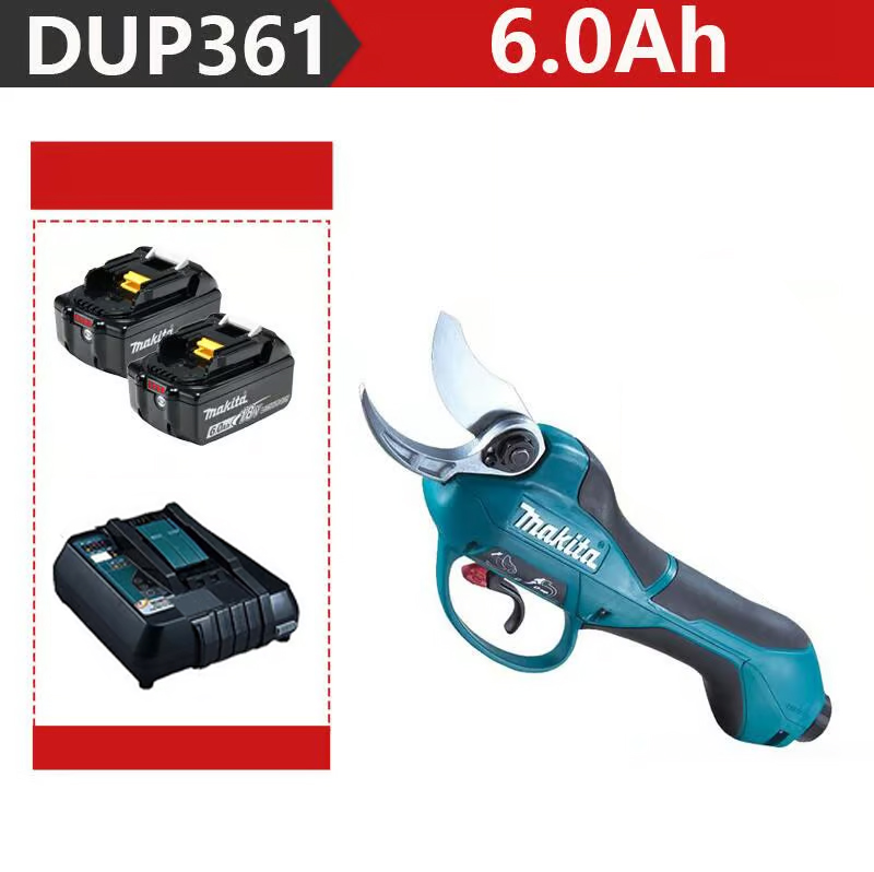 [MAKITA DUP361PT2 metzőolló 2000W + dvi 6,0 Ah-s 48V baterijos + įkroviklis] Akumuliatoriaus veikimo laikas 12 valandų